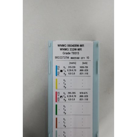 Pramet Carbide Insert Pack of 10 WNMG 060408W-MR WNMG 332W-MR T9315